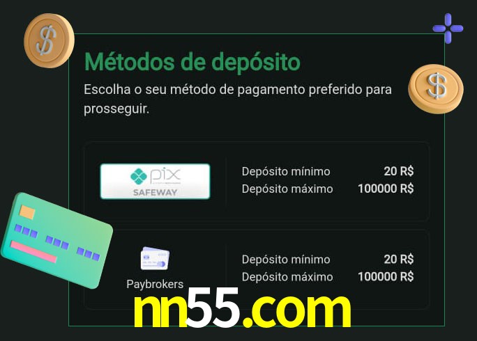 O cassino nn55.com oferece uma grande variedade de métodos de pagamento